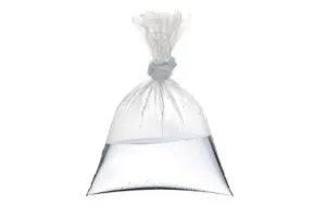 Bolsa transparente con agua para eliminar moscas